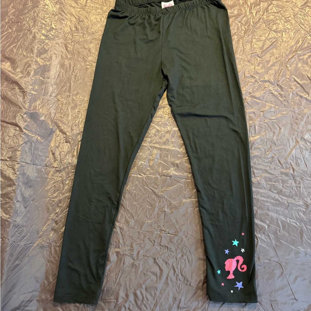 Barbie Black Leggings with Pink Logo. Girls Size 10/12. NWOT
